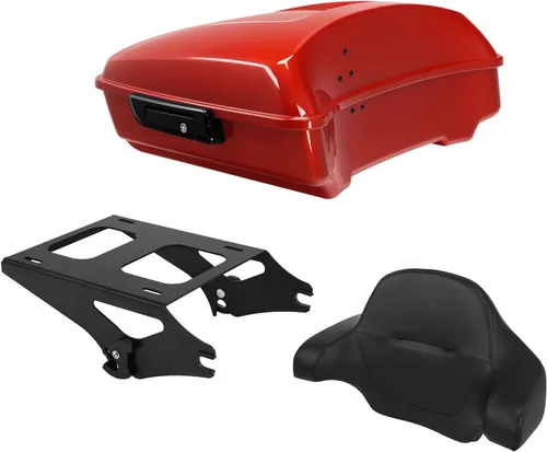 Miniatura 44 de TCT-MOTORPARTS Atlas Silver Metálico Maletero de Viaje Modificado con Respaldo y Montaje en Rack Adecuado para Harley Touring 14-25 Street Glide