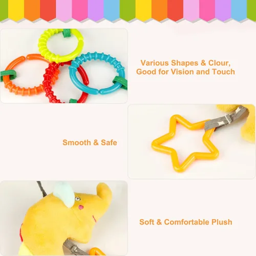Miniatura 3 de 4 Paquetes de Juguetes para Cochecito de Bebé, Campanitas Colgantes para Asiento de Auto para Niños y Niñas, Adorable Juguete Musical de Cuna