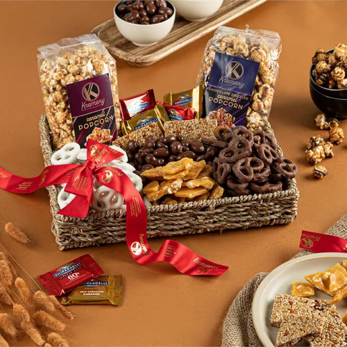 Miniatura 3 de KREMERY - Pretzels cremosos de chocolate cubiertos de chocolate, palomitas de maíz, nueces y dulces (premium, 2.5 libras) en bandeja de hierba