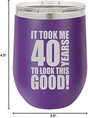 Vaso de vino de acero inoxidable con aislamiento al vacío de doble pared de 12 onzas, taza de viaje para café con tapa, con texto en inglés "It Took