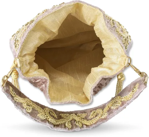 Miniatura 7 de Aheli Potli - Bolsas de noche para mujer bolso de mano étnico con cordón P71