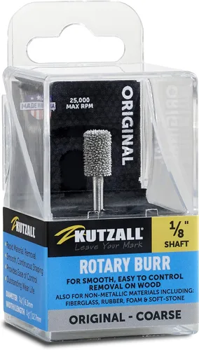 Miniatura 6 de Kutzall Fresa rotativa cilíndrica original, eje de 1⁄8 pulgadas, broca de talla de madera fina para Dremel, Foredom, DeWalt, Milwaukee. Carburo