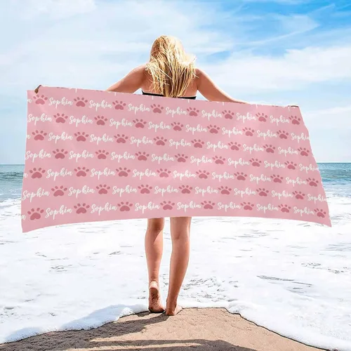 Miniatura 11 de InterestPrint Toalla de playa personalizada para mujeres y hombres, hojas tropicales, naranja, toallas de playa personalizadas con nombres, manta