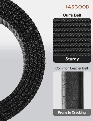 Miniatura 3 de JASGOOD Cinturón táctico de nailon reforzado resistente para hombres correa de cinturón militar ajustable con hebilla de metal Negro