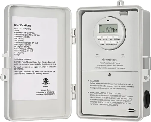 Miniatura 7 de DEWENWILS Temporizador para Bomba de Piscina, Caja de Temporizador Digital, 2HP 40A 120-277 VAC, Temporizador Programable de 7 Días con 20