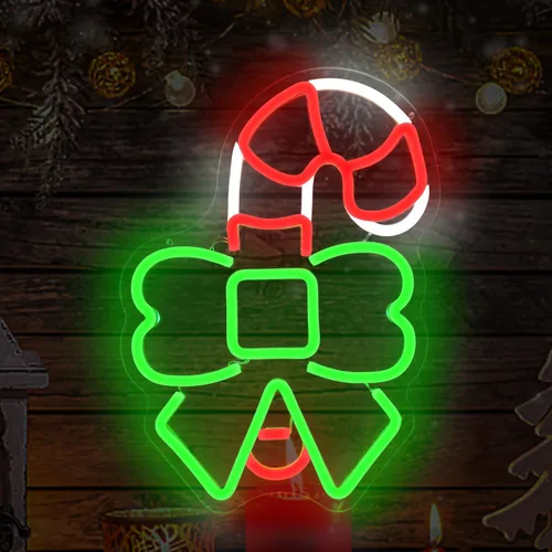 Miniatura 2 de Letrero de neón de caramelo de Navidad para decoración de pared, letrero de neón de Navidad regulable para dormitorio, letreros de luz LED de neón
