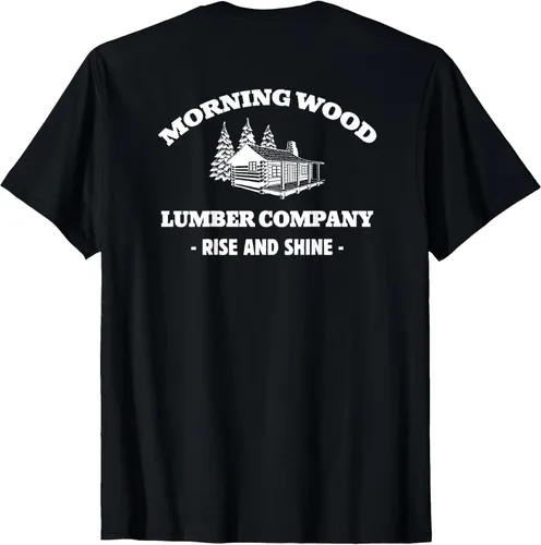 Miniatura 3 de Morning Wood Lumber Company - Camiseta con estampado de espalda delantera, Negro, S