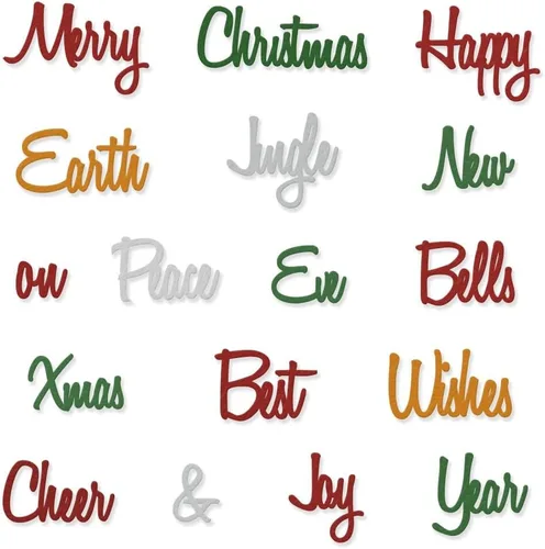 Hying Troquel de corte de metal con palabras de Año Nuevo para hacer tarjetas y decoraciones de álbumes de fotos, letras de Feliz Navidad,