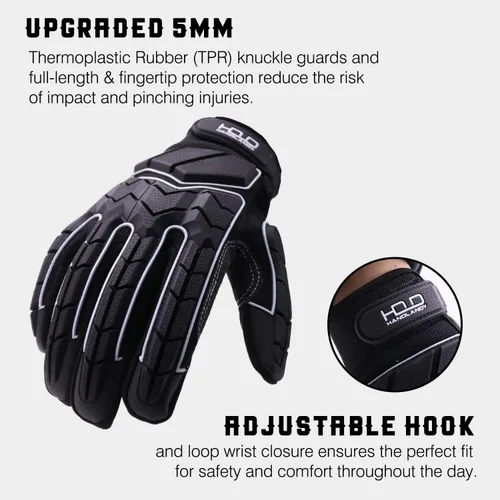 Miniatura 5 de AIGEVTURE Guantes de trabajo anti vibración para hombre, guantes mecánicos de impacto reductor TPR, guantes de seguridad con dedos y palma