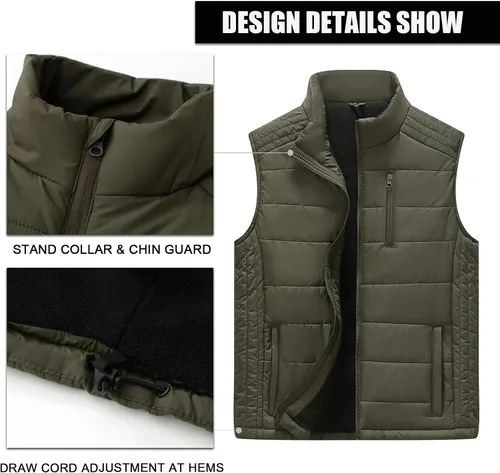 Miniatura 2 de Msmsse Chalecos de invierno para hombre, con forro polar, acolchado, casual, sin mangas