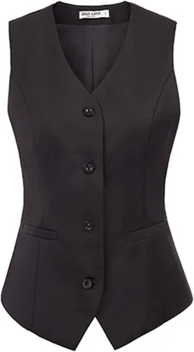 GRACE KARIN Chaleco de traje elegante con cuello en V para mujer, ajustado, con botones, para oficina
