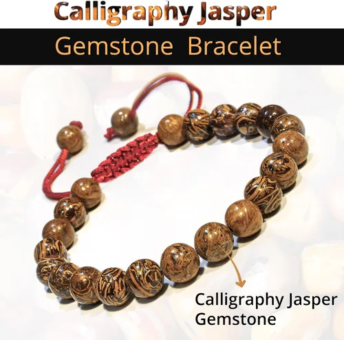 Miniatura 86 de Adjustable Crystal Bracelet – Gemstone Bead Bracelet with Adjustable Macrame String – Chic Gemstone Bracelet for Men and Women – 8mm Round Healing