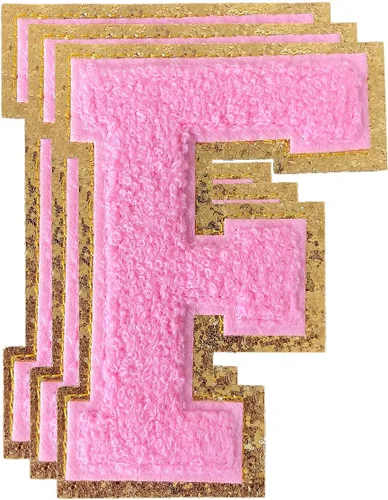Miniatura 101 de 3 parches de números de chenilla negra, tamaño grande de 4-1/2" parches de números para planchar, parches universitarios para ropa, 8" Borde oro rosa
