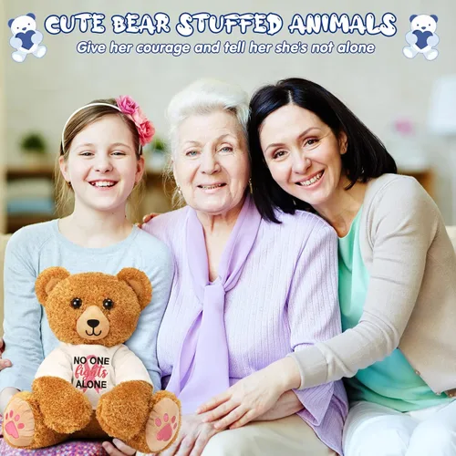 Miniatura 7 de Chalyna Oso de peluche de 16 pulgadas para el cáncer de mama, oso de cinta rosa, oso suave para sobrevivientes de cáncer, regalo para mujeres