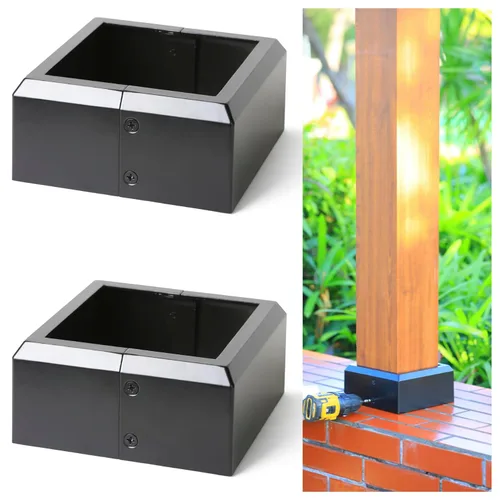 Miniatura 22 de Paquete de 4 cubiertas de base de poste de cubierta de aleación de aluminio (base de poste de 1 x 1 pulgada x 3.35 pulgadas), para pasamanos, Blanco