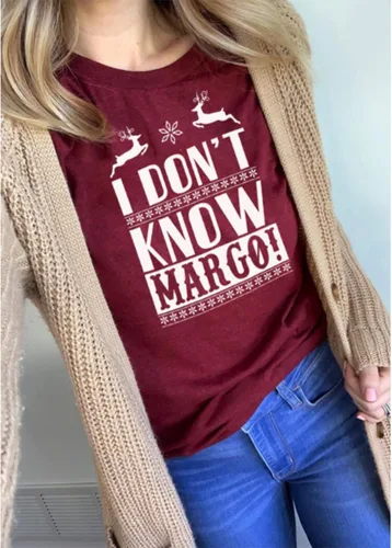 Miniatura 2 de I Don't Know Margo - Camiseta divertida de Navidad para mujer, camisetas de manga corta con gráficos lindos