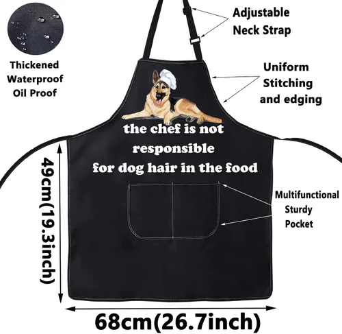 Miniatura 2 de BWWKTOP Delantal de pastor alemán, regalo de pastor alemán, el chef no es responsable del pelo de perro, delantal de cocina ajustable