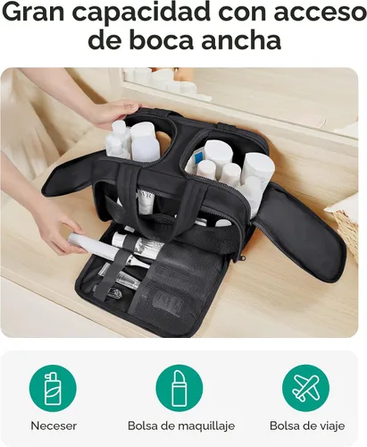 Miniatura 3 de BAGSMART Bolsa de Aseo de Viaje, Bolsa de Aseo Resistente para Mujeres, Bolsas de Aseo Ampliamente Abiertas y Esponjosas para Viajar, Organizador