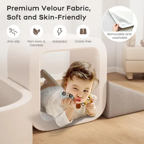 Miniatura 5 de BanaSuper Bloques de escalada para niños pequeños de 6 piezas con pozo de pelotas, juego de espuma suave, juguetes de escalada para bebés y niños