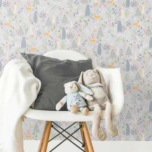 Miniatura 10 de RoomMates RMK12121RL Green Spring Forest Pals - Papel tapiz para despegar y pegar