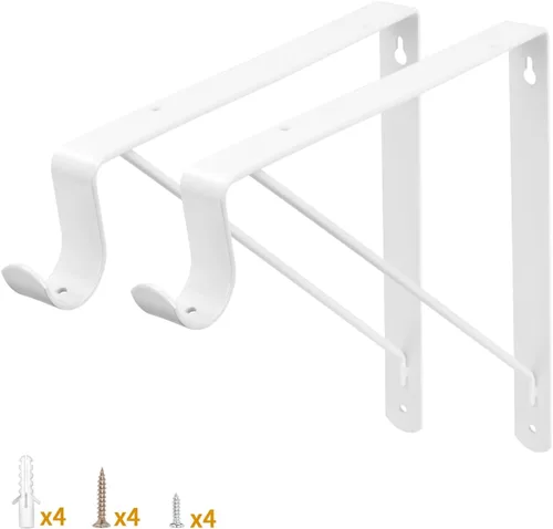 Miniatura 11 de Yarssihha Paquete de 2 Soportes para Barra de Armario, Soporte de Estante de Armario Montado en Pared de 12 x 10.4 Pulgadas, Soporte Negro