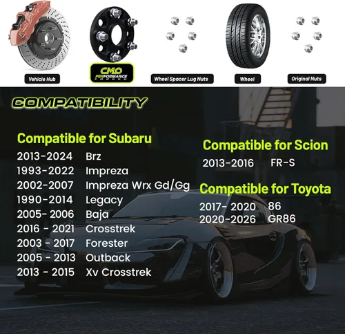 Miniatura 3 de Customadeonly Espaciadores de rueda centrados negros forjados 5x100 de 0.984 in (1 pulgada) (2 piezas) - Compatible con Subaru BRZ, Impreza
