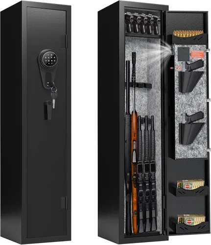 KAER Caja fuerte para 5 armas, cajas fuertes para rifles y pistolas del hogar, caja fuerte para rifles, gabinete para armas, gabinetes para rifles y