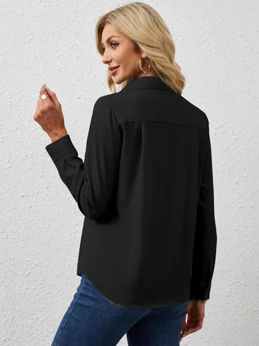 Miniatura 3 de Camisas de manga larga con botones para mujer, básicas, clásicas, suaves, con cuello a la moda, elegantes y casuales