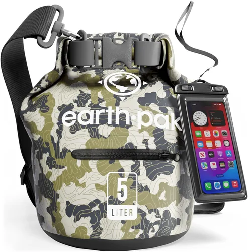 Miniatura 25 de Earth Pak Bolsa seca impermeable con bolsillo con cremallera, mochila impermeable para mantener el equipo seco Amarillo
