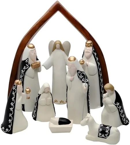 Comfy Hour Rhode Island - Novedad Faith and Hope Baby Jesus Nativity, 9 piezas de Santa Familia con figuras de ángel, escena de Navidad de
