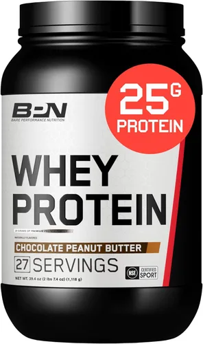 Miniatura 6 de BARE PERFORMANCE NUTRITION, Mezcla de proteína de suero BPN + proteína de caseína en polvo, vainilla, 25g de proteínas por porción, apoya