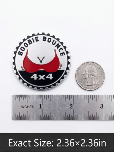 Miniatura 8 de 2 piezas de emblema de coche Boobie Rated, emblema automotriz metálico 4 x 4, emblemas de coche redondos de metal 3D, pegatinas de emblema de coche
