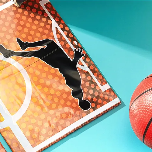 Miniatura 7 de Tatuo Paquete de 1 mantel rectangular desechable de plástico para baloncesto, impermeable, para decoración de fiestas de cumpleaños, día de juego