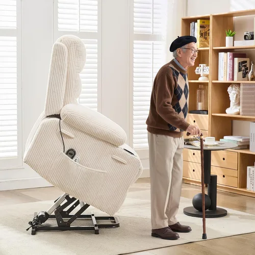 Miniatura 5 de Silla reclinable eléctrica para personas mayores con masaje y calor, reclinables eléctricos de gran tamaño, asiento de cine en casa con 2 portavasos