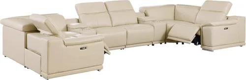 Miniatura 73 de BlackJack Furniture Venice - Juego de sofá reclinable seccional de cuero italiano de grano superior de 12 piezas con 4 reclinables eléctricos