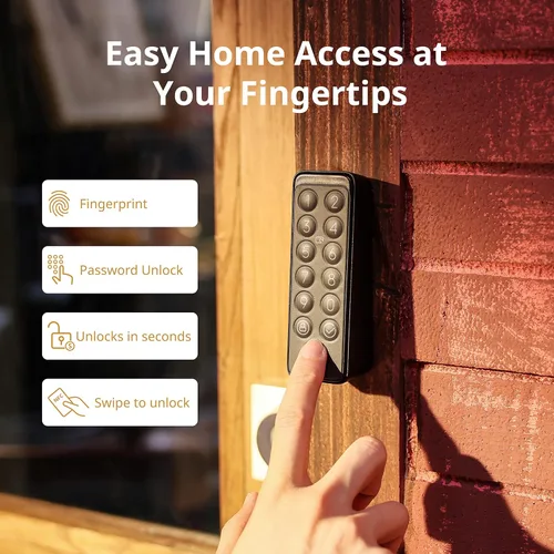 Miniatura 2 de SwitchBot Smart Keypad Touch para SwitchBot Lock, Entrada sin llaves con huella dactilar para el hogar, IP65 a prueba de agua, admite contraseñas