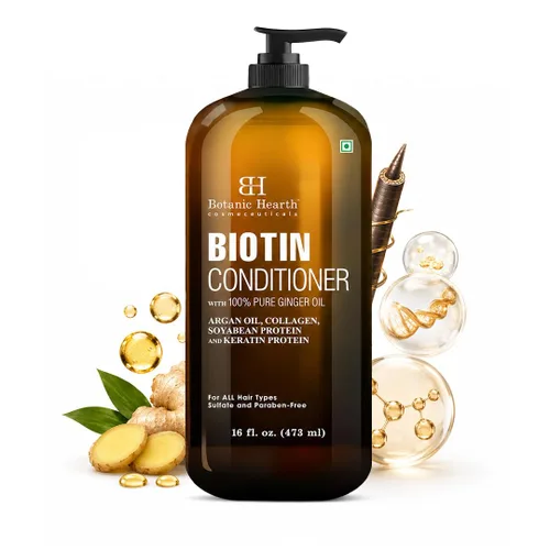 Botanic Hearth Acondicionador de biotina con aceite de jengibre y queratina, para el crecimiento del cabello, con extracto de cúrcuma, aceite de