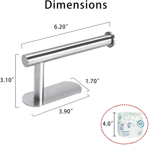 Miniatura 2 de DGWHYC Portarrollos de papel higiénico de 3M sin necesidad de taladrar para baño y lavabo, SUS304 de acero inoxidable níquel cepillado (plata)
