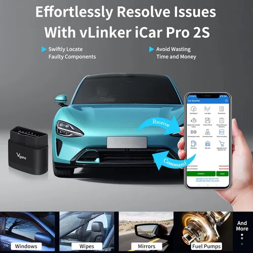 Miniatura 5 de iCar Pro 2S OBD2 Adaptador Bluetooth Comprobación motor lector de código de vehículo Herramientas de diagnóstico para iOS y Android y Windows Hecho