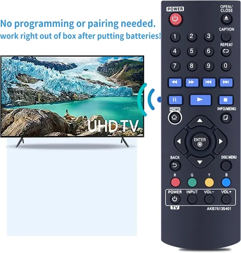 Miniatura 4 de AKB75135401 - Mando a distancia de repuesto compatible con LG Blu-Ray Disc reproductor de DVD UBK80 UP870 UP875 BPM35 BP175 BP125 BP125N BP135