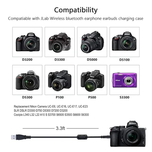 Miniatura 3 de Cable de carga USB de repuesto para cámara Nikon UC-E6, UC-E16, UC-E17, UC-E23, cable de carga de transferencia para Nikon SLR D3300 D750 D5300