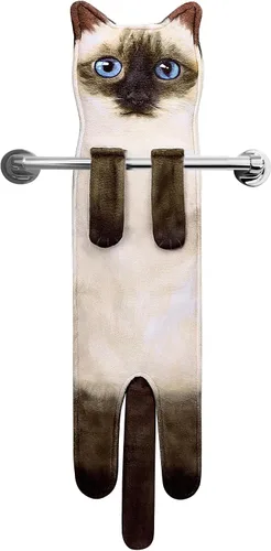 Miniatura 9 de Divertidas toallas de mano – Lindas toallas colgantes y toallas de cara para decoración de gatos, súper absorbentes, suaves, inauguración
