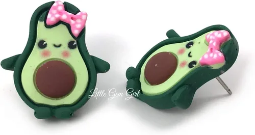 Miniatura 2 de Lindos aretes de tuerca con cara de aguacate en titanio o acero inoxidable