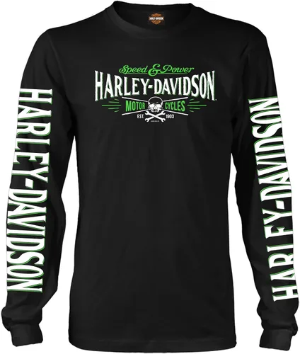 Harley-Davidson Military - Camiseta negra de manga larga para hombre, diseño Ramstein AB Villain, Negro, talla única