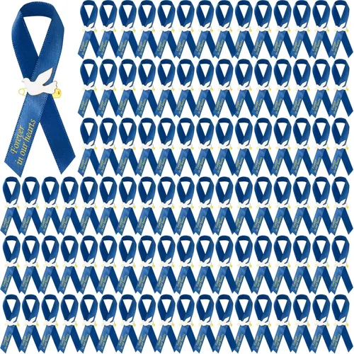 Miniatura 12 de Geosar 100 piezas de lazos de cinta de paloma para funeral conmemorativo, pines de lazos conmemorativos para servicio funerario, lazos