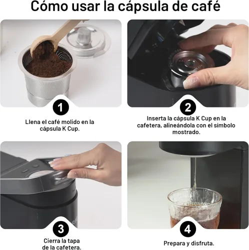 Miniatura 7 de Cápsulas K reutilizables para Keurig: Cápsulas K recargables de acero inoxidable completo, filtro de café reutilizable para máquinas de café Keurig