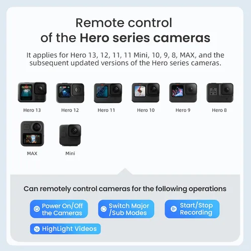 Miniatura 6 de Control remoto Selfie Stick recargable impermeable 39.4 in estirable compatible con cámara de acción Insta360/Gopro y iOS Android Smartphone