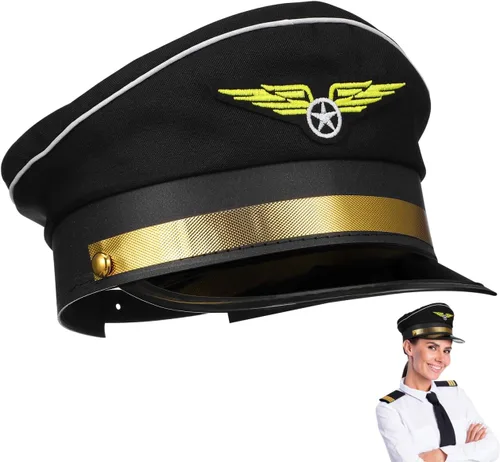 Toddmomy Sombrero de disfraz de aerolínea para niños, sombrero de piloto ajustable