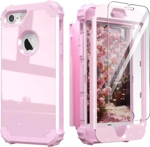 Miniatura 37 de IDweel Funda para iPhone 8, para iPhone 7 con protector de pantalla, 3 en 1, híbrida resistente a prueba de golpes, funda de policarbonato duro