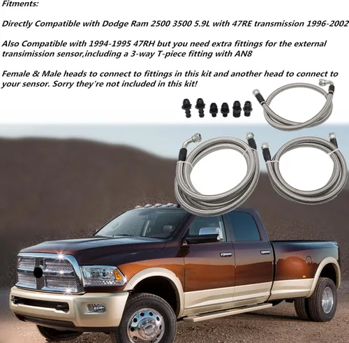Miniatura 3 de Priprilod Kit de líneas de refrigeración de transmisión manguera resistente compatible con Dodge Ram 47RE 1996 1997 1998 1999 2000 2001 2002